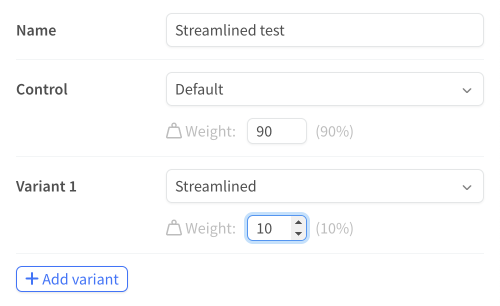 A/B test variant weights