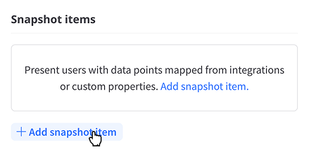 Adding a snapshot item