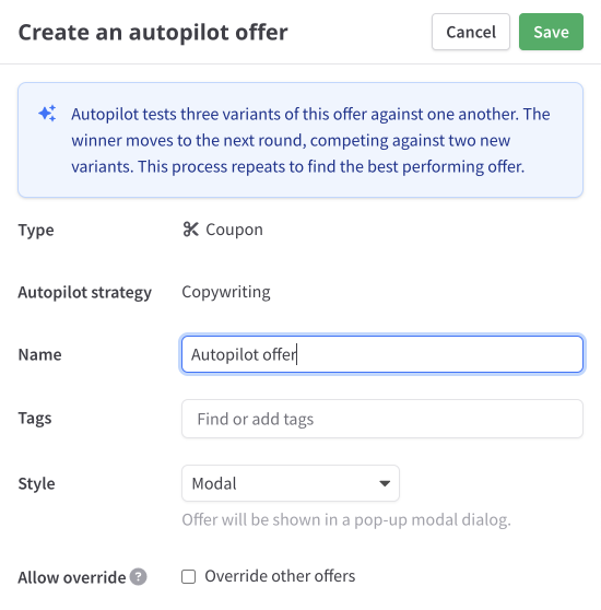 Autopilot offer basic details