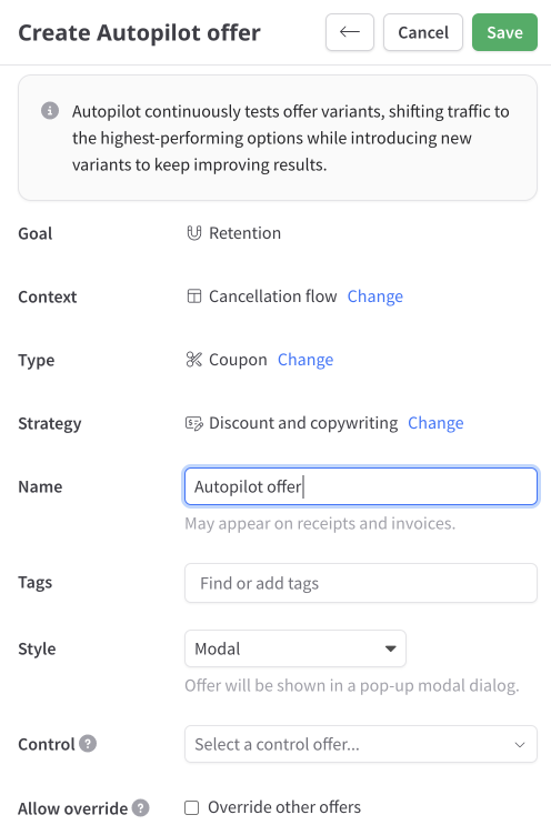 Autopilot offer basic details