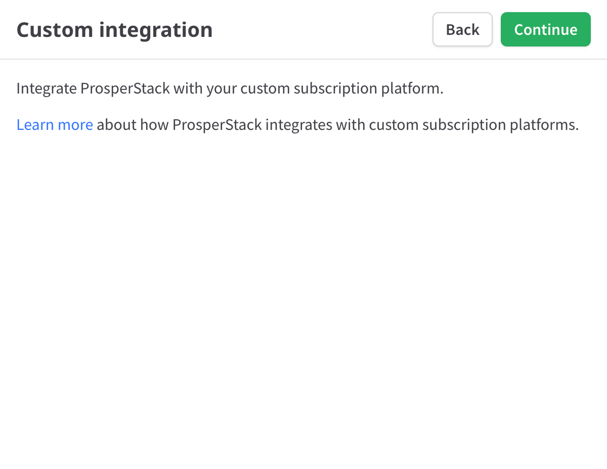 Custom integration | ProsperStack Docs