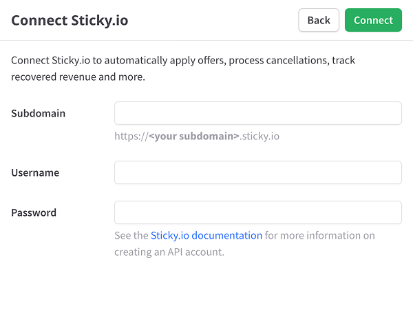 Connect Sticky.io