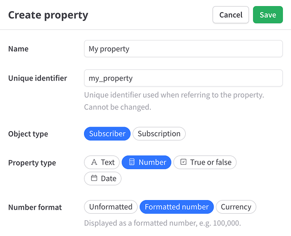 Create a new custom property
