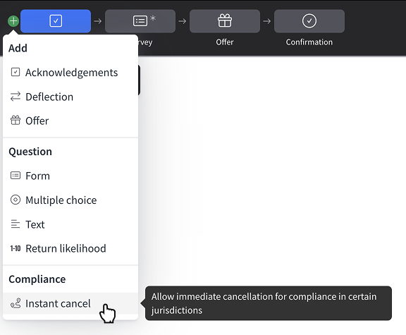 Create instant cancel step