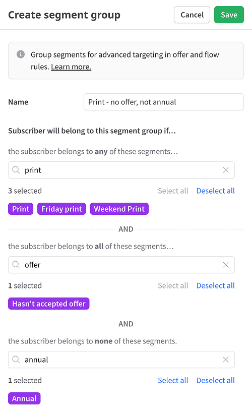 Creating a segment group