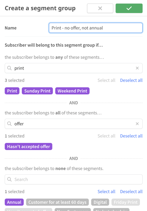 Creating a segment group