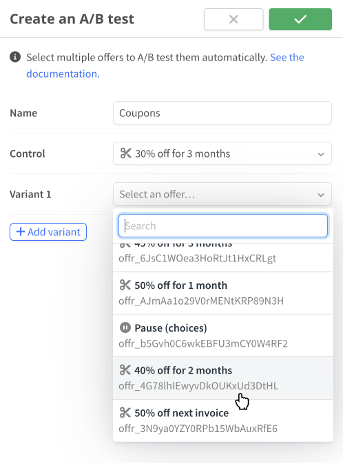 Creating an A/B test