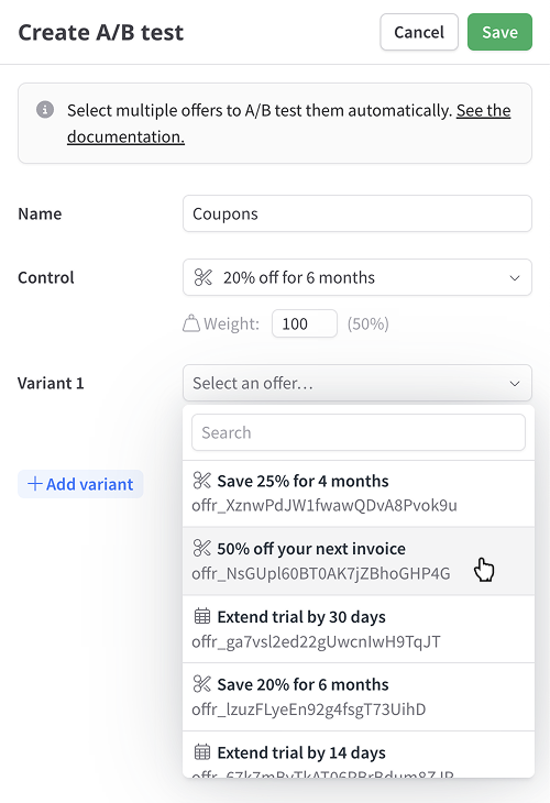 Creating an A/B test