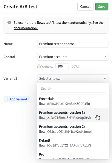 Creating an A/B test
