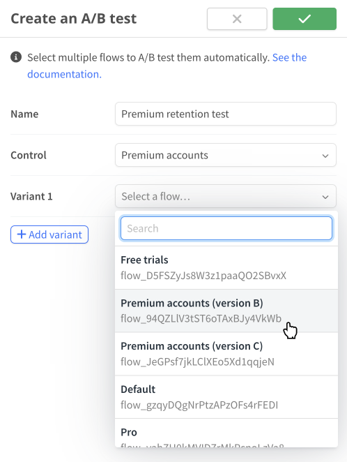 Creating an A/B test