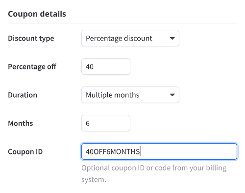 Custom coupon details