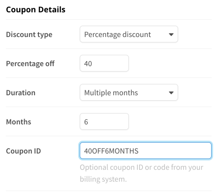 Custom coupon details