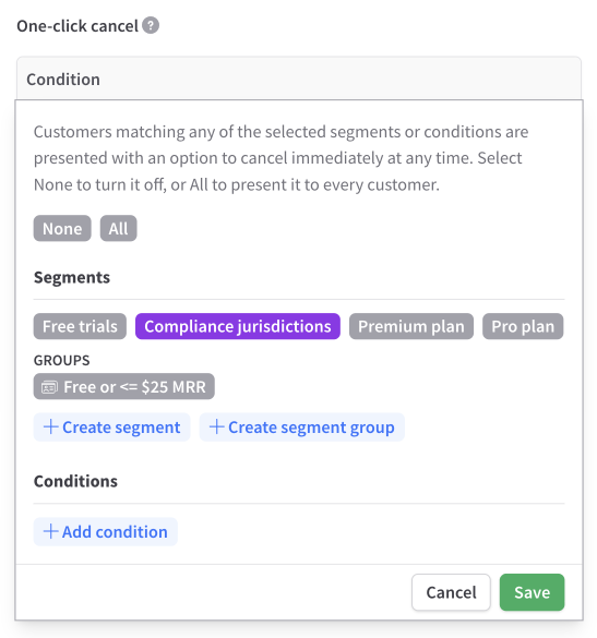 Edit one-click cancel