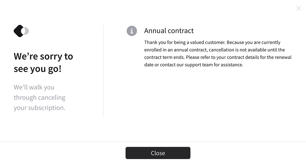 Eligibility message as shown to a subscriber