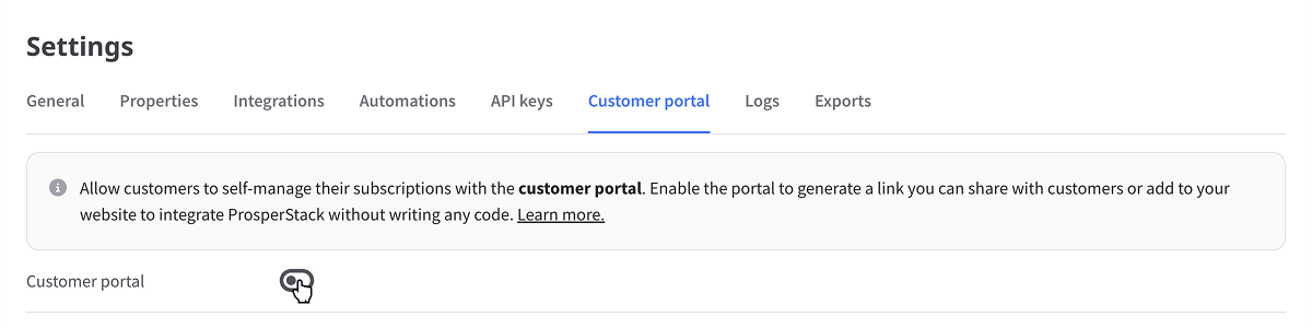 Enabling the customer portal