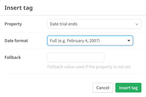 Inserting a date tag