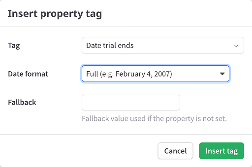 Inserting a date tag