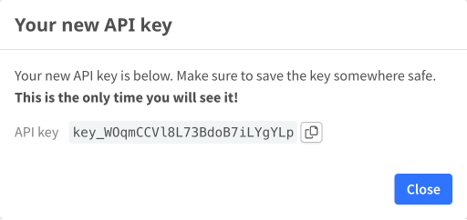 New API key