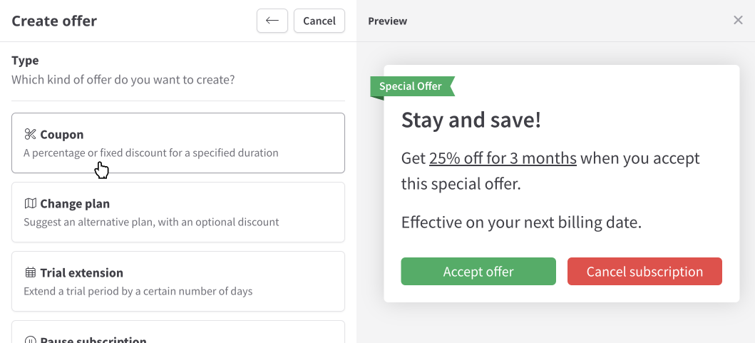 Offer types