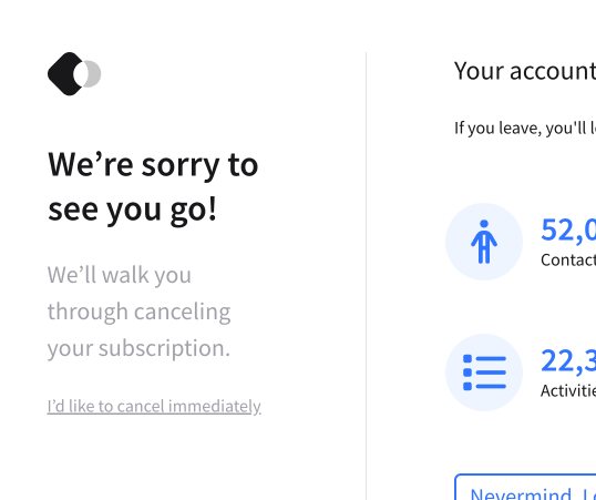 One-click cancel