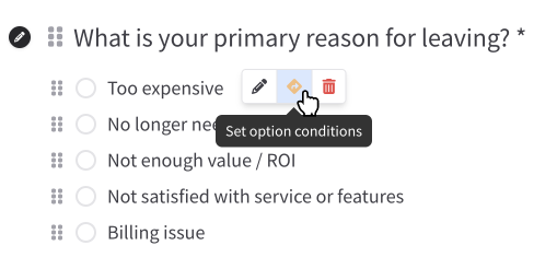 Question option conditions