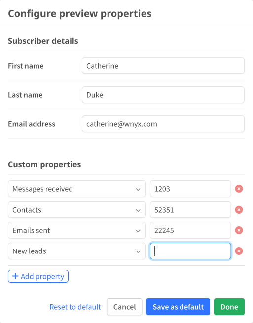 Configuring preview properties