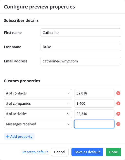 Configuring preview properties