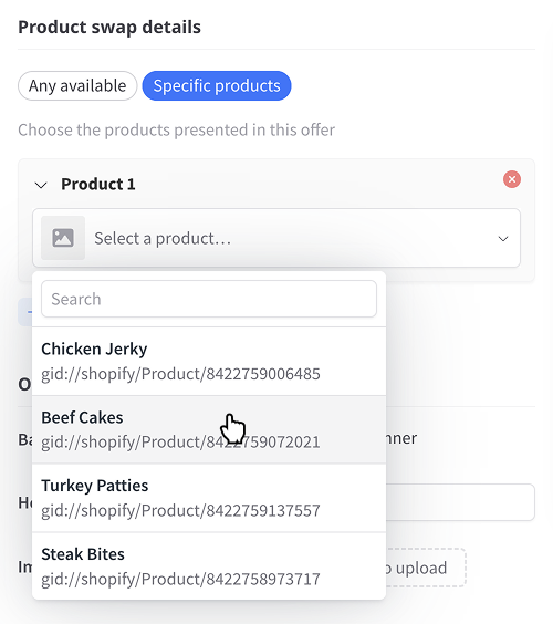 Product swap details