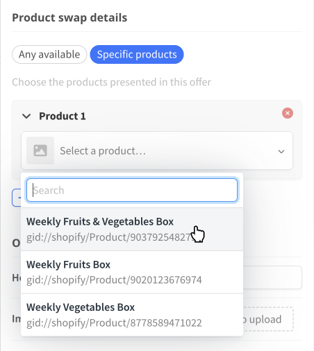 Product swap details