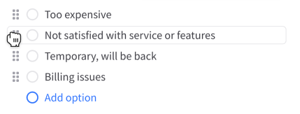 Reordering question options
