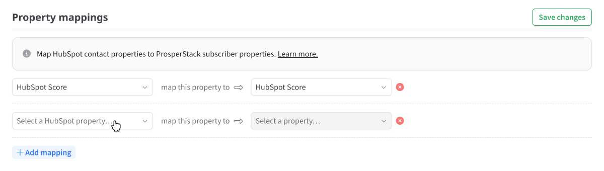 Select a HubSpot property