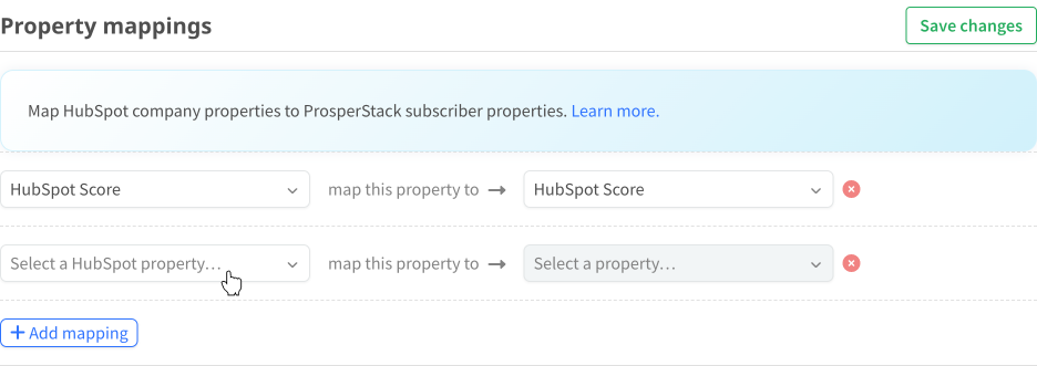 Select a HubSpot property