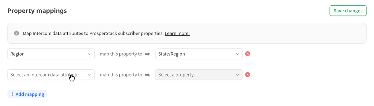 Select an Intercom data attribute