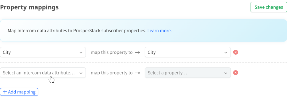 Select an Intercom data attribute