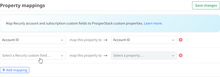 Recurly custom field mappings