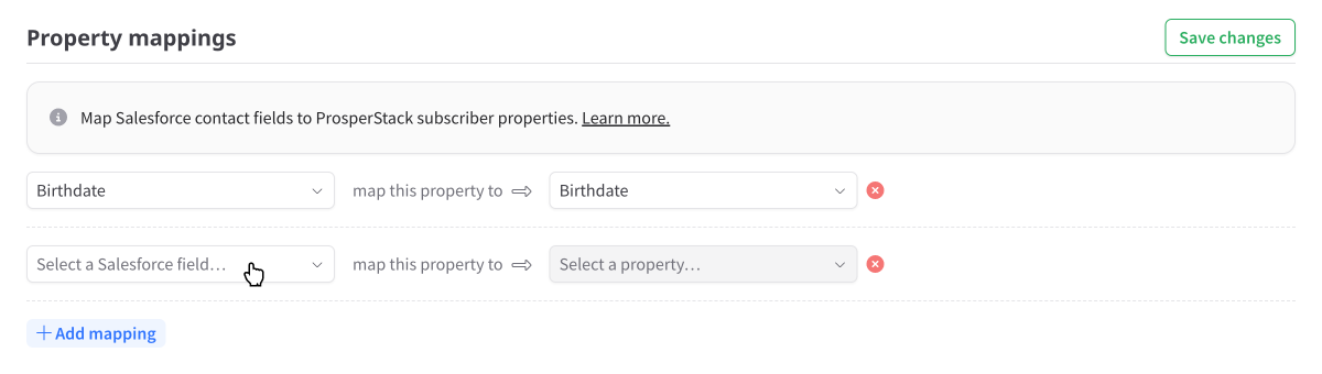 Select a Salesforce field