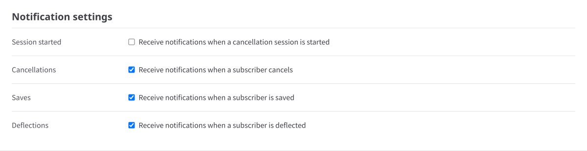 Slack notification settings