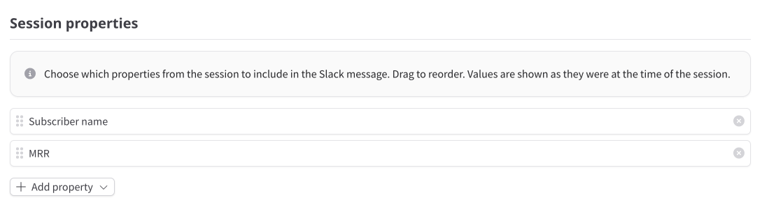 Slack session properties