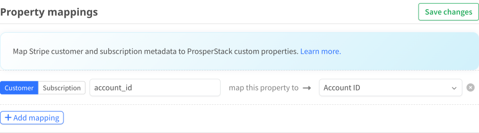 Stripe metadata mappings