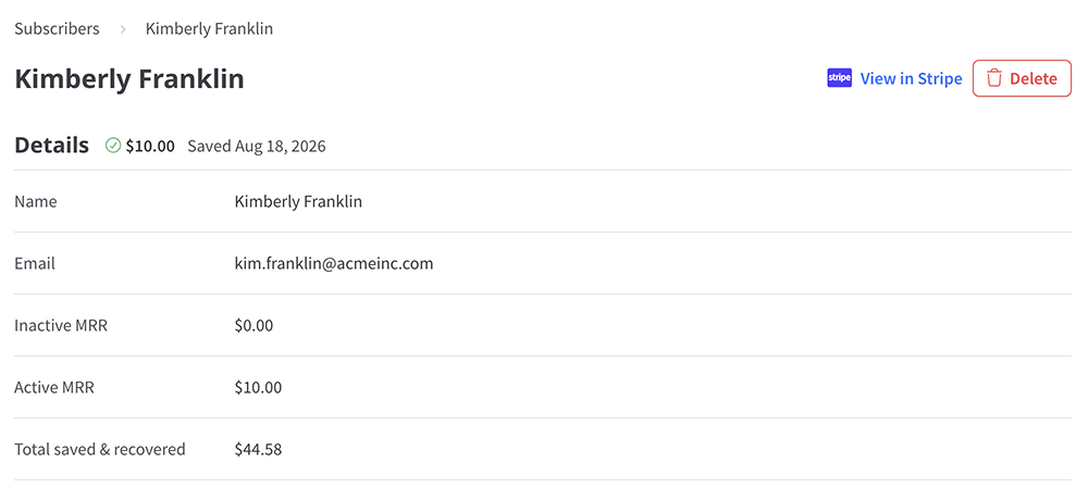 Subscriber details