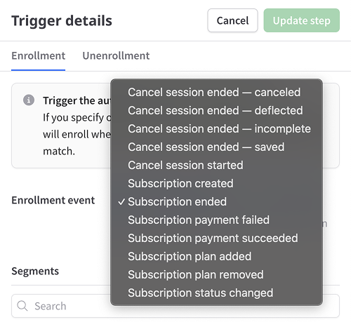 Automation trigger types